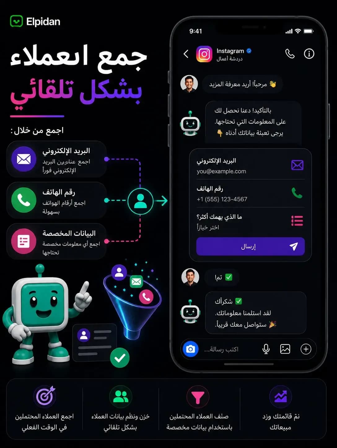 تدفق أتمتة comment-to-DM في Instagram لتوليد العملاء المحتملين باستخدام الكلمات المفتاحية، وجمع البريد الإلكتروني، والوسوم، ومسار DM منظم